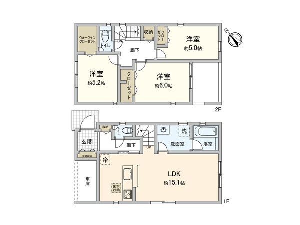 鶴川4丁目 新築戸建 3号棟 間取図(平面図)