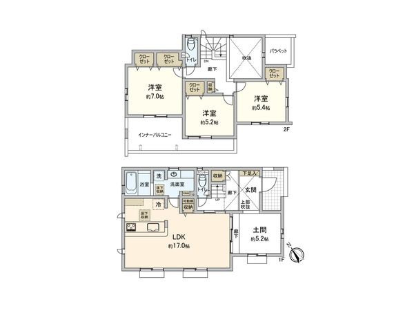 図師町 新築戸建 5号棟 間取図(平面図) 図師町 新築戸建 5号棟 間取図(平面図)
