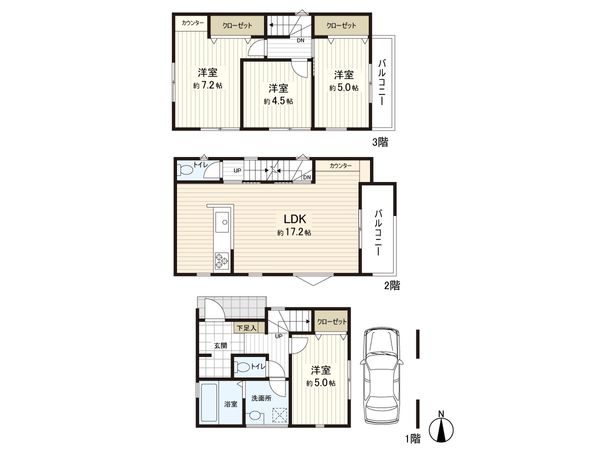 下麻生2丁目 新築戸建 1号棟 間取図(平面図)