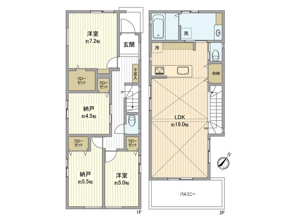 福生市大字福生 新築戸建2号棟 間取図(平面図) 福生市大字福生 新築戸建2号棟 間取図(平面図)