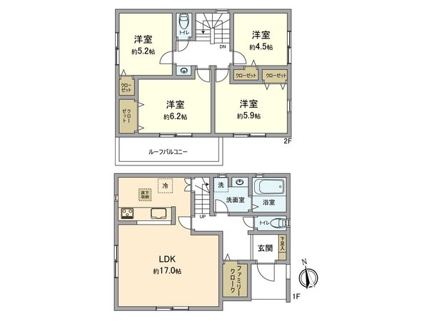 青梅市長淵4丁目 23-1期新築戸建6号棟 間取図(平面図) 青梅市長淵4丁目 23-1期新築戸建6号棟 間取図(平面図)