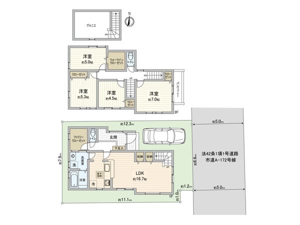 小平市小川東町5丁目【新築4号棟】 間取図(平面図) 小平市小川東町5丁目【新築4号棟】 間取図(平面図)