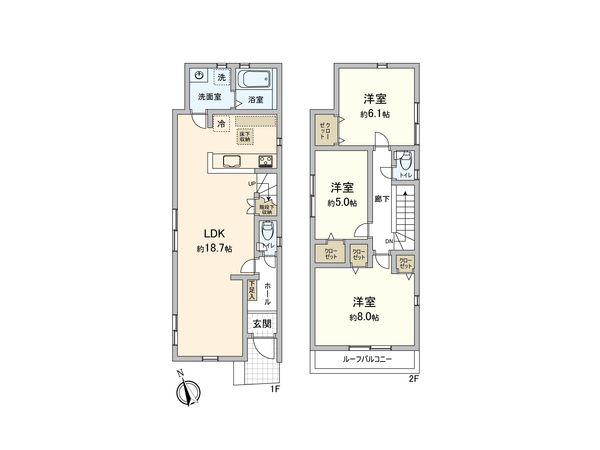 東村山市萩山町1丁目 新築戸建 間取図(平面図) 東村山市萩山町1丁目 新築戸建 間取図(平面図)
