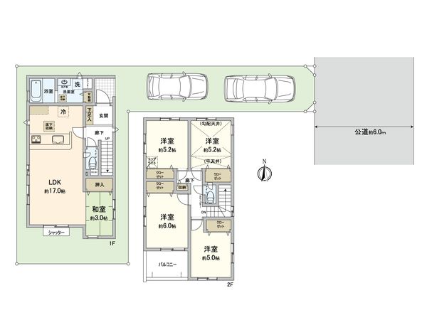 新座市馬場2丁目 新築戸建2号棟 間取図(平面図) 新座市馬場2丁目 新築戸建2号棟 間取図(平面図)