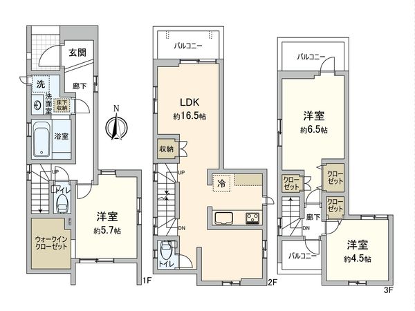 板橋区赤塚新町1丁目 新築戸建 2号棟 間取図(平面図)