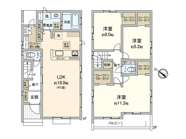 さいたま市見沼区深作1丁目 2号棟 間取図(平面図) さいたま市見沼区深作1丁目 2号棟 間取図(平面図)
