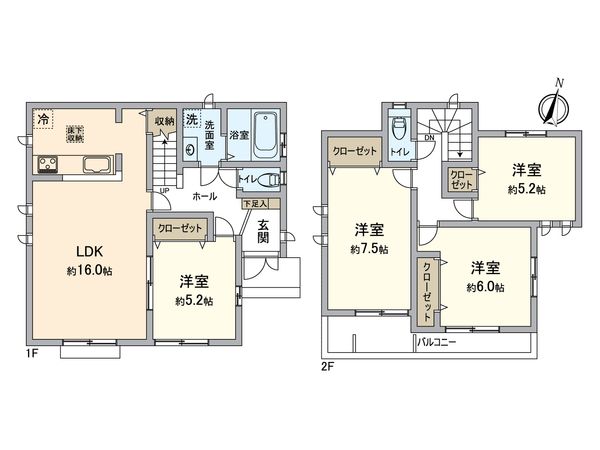 清瀬市中里1丁目 新築戸建B号棟 間取図(平面図)