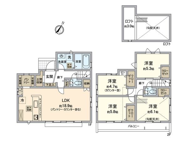 葛飾区西水元1丁目新築戸建 7号棟 間取図(平面図) 葛飾区西水元1丁目新築戸建 7号棟 間取図(平面図)