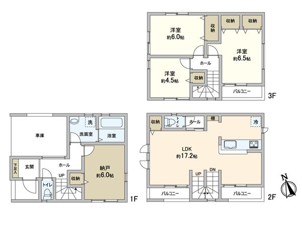 三郷市早稲田5丁目 新築戸建 1号棟 間取図(平面図) 三郷市早稲田5丁目 新築戸建 1号棟 間取図(平面図)