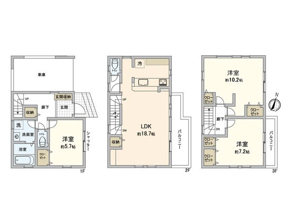 川崎区小田3丁目(新築戸建) 間取図(平面図) 川崎区小田3丁目(新築戸建) 間取図(平面図)