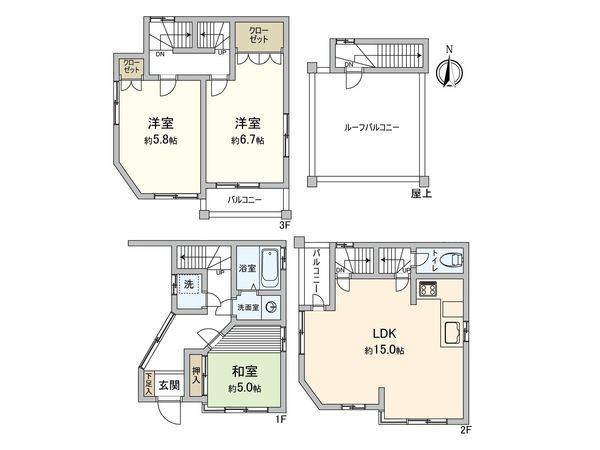 品川区大崎3丁目戸建 間取図(平面図)