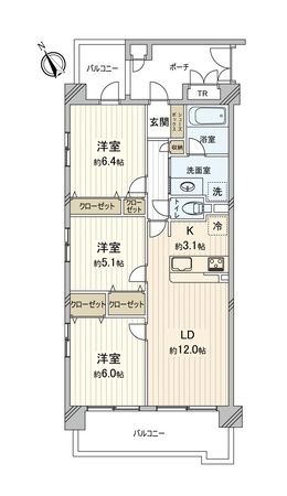 チサンマンション鶴瀬 間取図(平面図) チサンマンション鶴瀬 間取図(平面図)