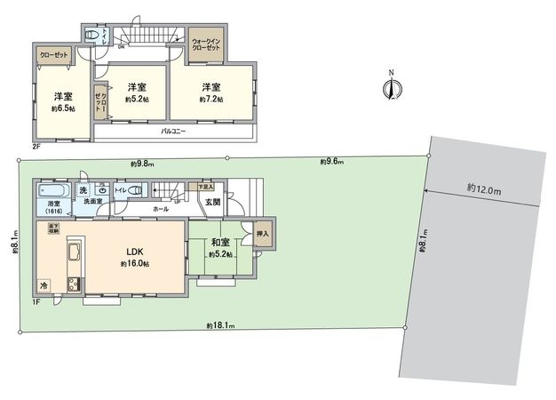 桂台2丁目 戸建 間取図(平面図)