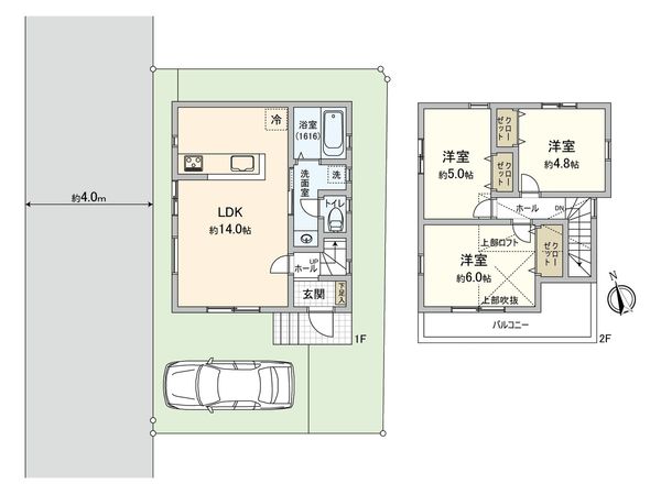 片瀬2丁目 借地権付新築戸建 間取図(平面図)