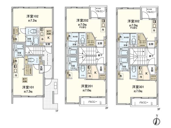 ルネコート五反野 参番館 間取図(平面図)