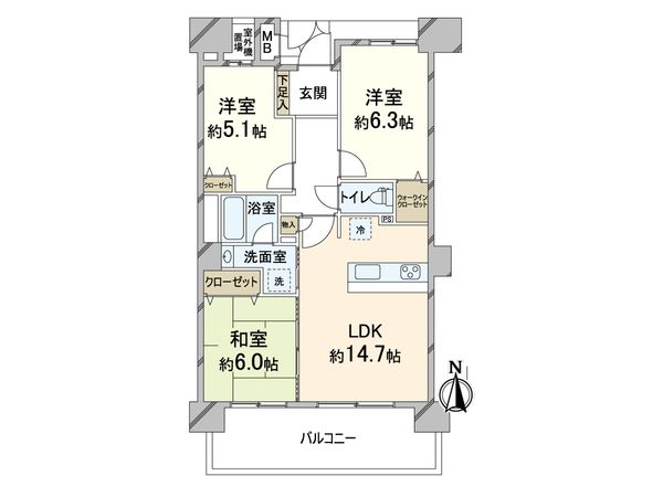 ユニハイム与力町公園 間取図(平面図)