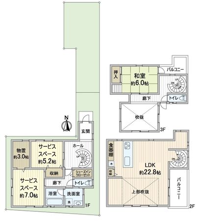阿倍野区文の里3丁目 中古戸建 間取図(平面図) 阿倍野区文の里3丁目 中古戸建 間取図(平面図)