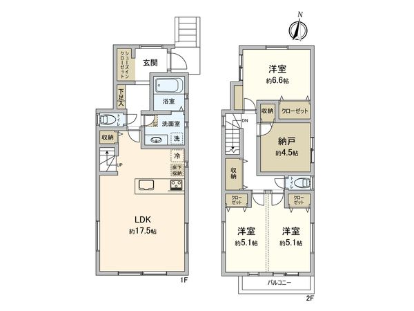 港北区仲手原2丁目(新築戸建)3号棟 間取図(平面図) 港北区仲手原2丁目(新築戸建)3号棟 間取図(平面図)