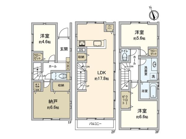 港北区菊名3丁目(新築戸建)1号棟 間取図(平面図) 港北区菊名3丁目(新築戸建)1号棟 間取図(平面図)
