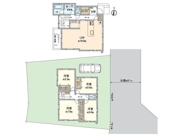 港南区下永谷3丁目 新築戸建 間取図(平面図)