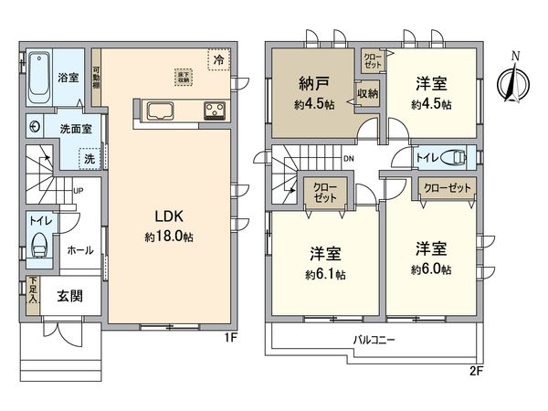 戸塚区戸塚町 新築戸建2号棟 間取図(平面図) 戸塚区戸塚町 新築戸建2号棟 間取図(平面図)