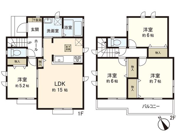 綾瀬市上土棚南5丁目(新築戸建)1号棟 間取図(平面図)