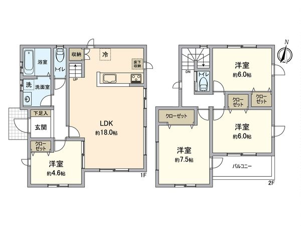 八王子市中山 新築戸建 間取図(平面図) 八王子市中山 新築戸建 間取図(平面図)