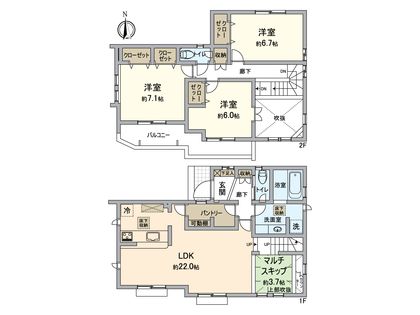 八王子市石川町 新築戸建7号棟 間取図(平面図)
