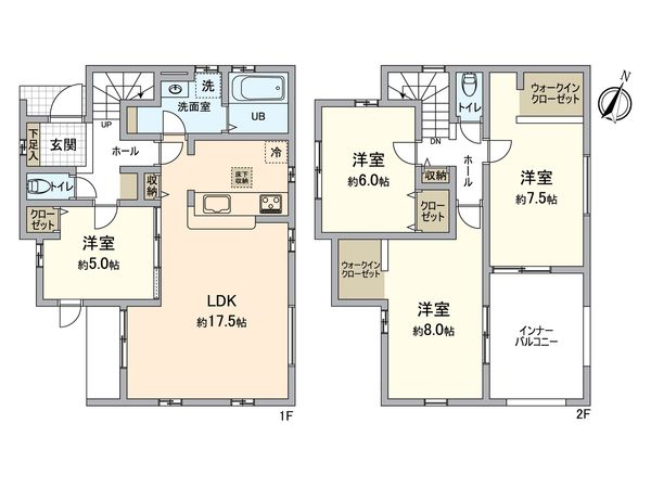 日野市南平5丁目 新築戸建1号棟 間取図(平面図)