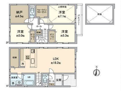八王子市富士見町 新築戸建2号棟 間取図(平面図)