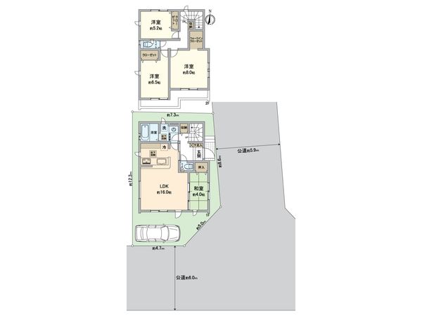 八王子市元本郷町1丁目 新築戸建 1号棟 間取図(平面図)