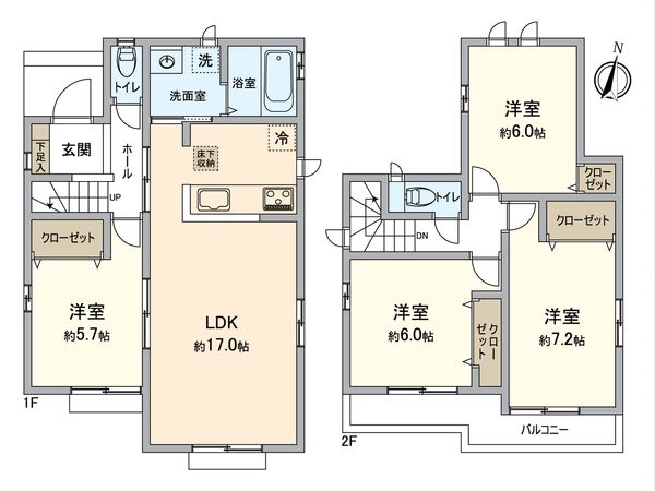 八王子市石川町新築戸建 2号棟 間取図(平面図)