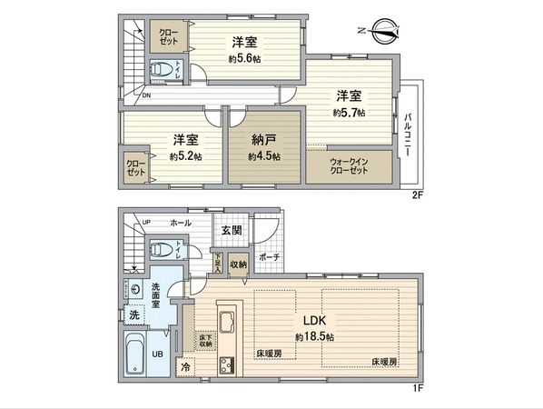 八王子市台町3丁目 新築戸建 2号棟 間取図(平面図)