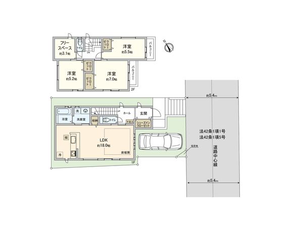 杉並区久我山4丁目 戸建 2号棟 間取図(平面図) 杉並区久我山4丁目 戸建 2号棟 間取図(平面図)