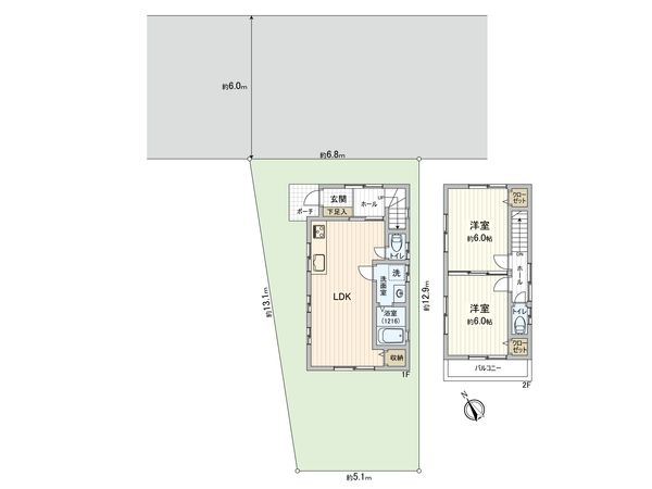 国立市谷保 戸建 間取図(平面図)