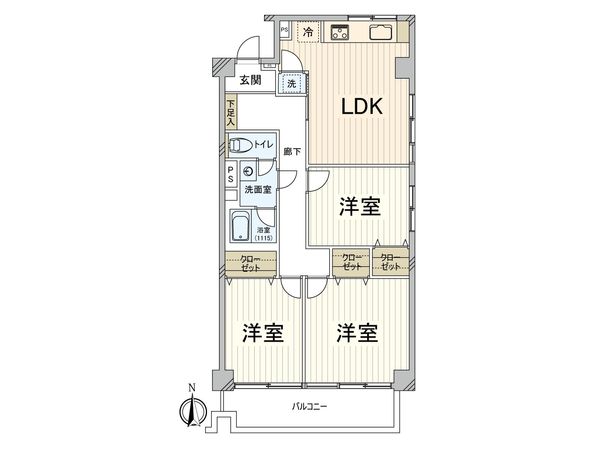 イトーピア国立マンション 間取図(平面図)