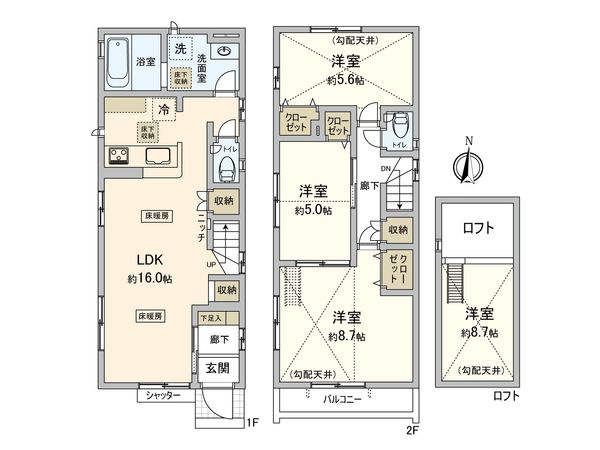 小平市学園東町 新築戸建3号棟 間取図(平面図)
