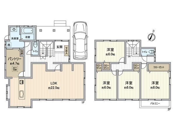 小束山2丁目 戸建 間取図(平面図) 小束山2丁目 戸建 間取図(平面図)