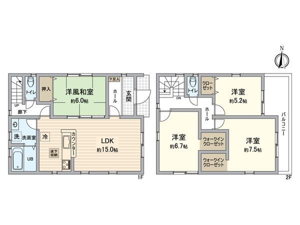 明石市大久保町山手台 2期 新築戸建 1号棟 間取図(平面図) 明石市大久保町山手台 2期 新築戸建 1号棟 間取図(平面図)