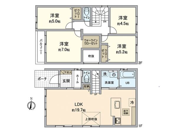 大久保町西脇 新築戸建 1号棟 間取図(平面図) 大久保町西脇 新築戸建 1号棟 間取図(平面図)