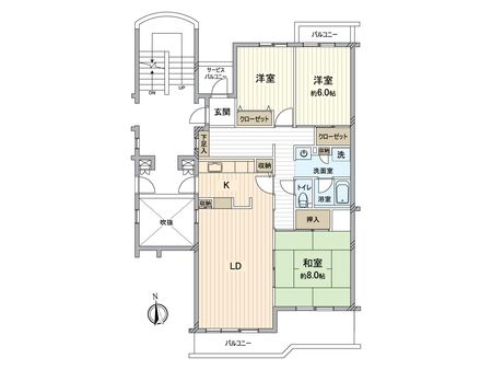 サンコーポ中台 1号棟 間取図(平面図) サンコーポ中台 1号棟 間取図(平面図)