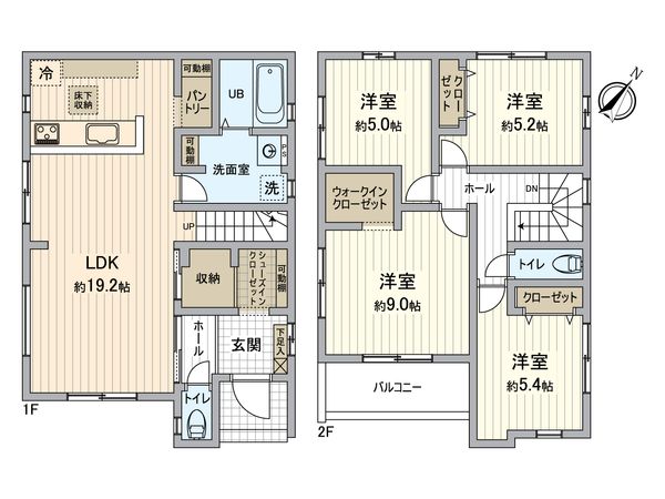 春日井市勝川町2丁目 1号棟 間取図(平面図) 春日井市勝川町2丁目 1号棟 間取図(平面図)