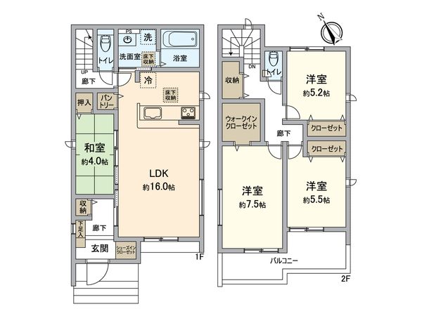 みよし市三好町東山畑 新築戸建 1号棟 間取図(平面図)