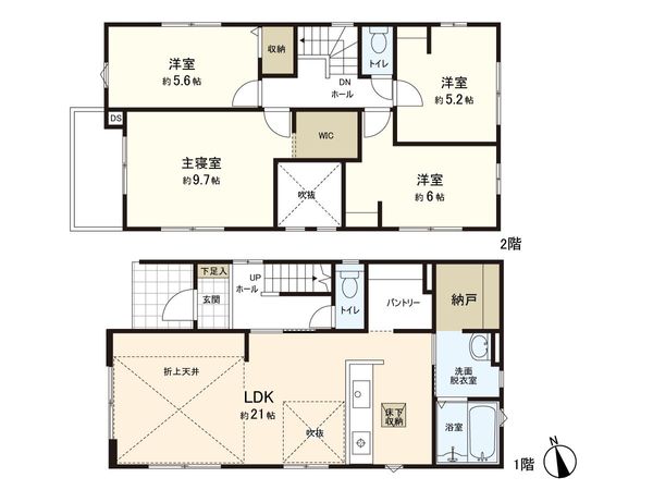 将監12丁目 2号棟 新築戸建 間取図(平面図)