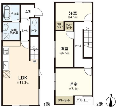 鈎取4丁目 新築戸建 間取図(平面図) 鈎取4丁目 新築戸建 間取図(平面図)