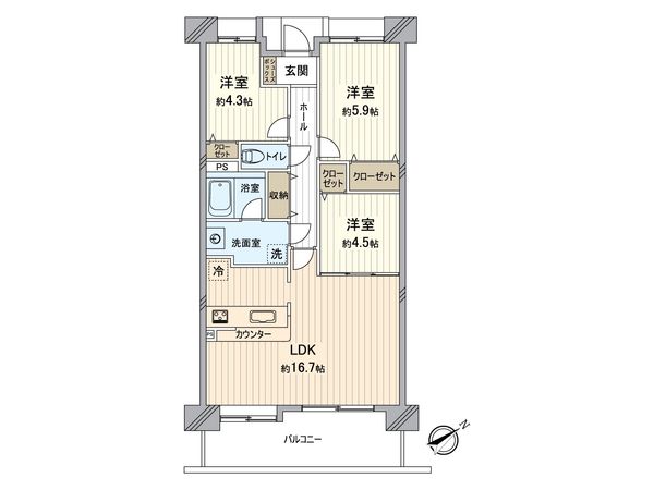 ディアステージ操山 間取図(平面図) 間取図(平面図)