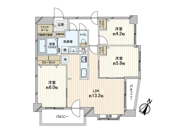 セザール月寒西 間取図(平面図)