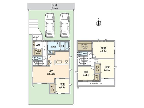 東郷町大字春木字白土 新築戸建 1号棟 間取図(平面図)
