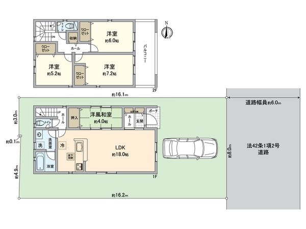 緑区平手南1丁目 新築戸建 4号棟 間取図(平面図) 緑区平手南1丁目 新築戸建 4号棟 間取図(平面図)