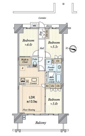 プレサンスロジェ瑞穂ガーデン 間取図(平面図)